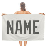 Custom White Dark Grey Beach Towel