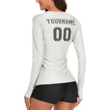 Custom White Dark Grey Women's Long-Sleeve Shirt