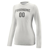 Custom White Dark Grey Women's Long-Sleeve Shirt