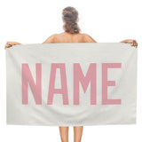 Custom White Light Pink Beach Towel