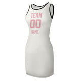 Custom White Light Pink Sleeveless Vest Dress