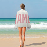 Custom White Light Pink Beach Towel