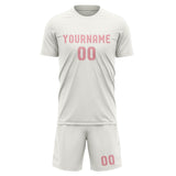 Custom White Light Pink Soccer Jersey