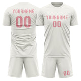 Custom White Light Pink Soccer Jersey