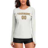 Custom White Khaki Women's Long-Sleeve Shirt