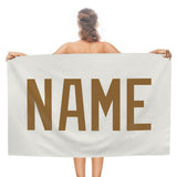 Custom White Khaki Beach Towel