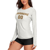Custom White Khaki Women's Long-Sleeve Shirt