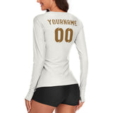 Custom White Khaki Women's Long-Sleeve Shirt