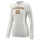 Custom White Khaki Women's Long-Sleeve Shirt