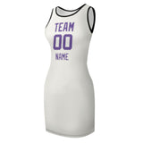 Custom White Light Purple Sleeveless Vest Dress