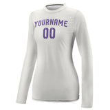 Custom White Light Purple Women's Long-Sleeve Shirt