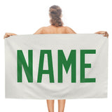 Custom White Emerald Green Beach Towel
