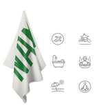 Custom White Emerald Green Beach Towel