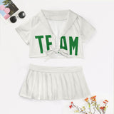 Custom White Emerald Green Cheerleading Uniform Set