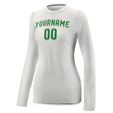Custom White Emerald Green Women's Long-Sleeve Shirt