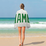 Custom White Emerald Green Beach Towel