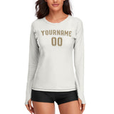 Custom White Light Khaki Women's Long-Sleeve Shirt