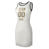 Custom White Light Khaki Sleeveless Vest Dress