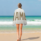 Custom White Light Khaki Beach Towel