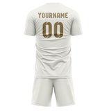 Custom White Light Khaki Soccer Jersey