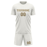 Custom White Light Khaki Soccer Jersey