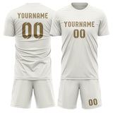 Custom White Light Khaki Soccer Jersey