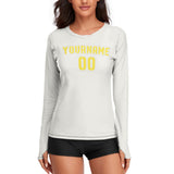Custom White Light Yellow Women's Long-Sleeve Shirt