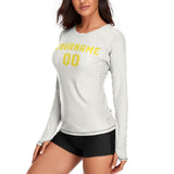 Custom White Light Yellow Women's Long-Sleeve Shirt