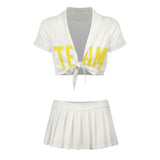Custom White Light Yellow Cheerleading Uniform Set