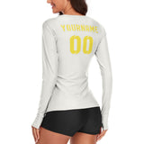 Custom White Light Yellow Women's Long-Sleeve Shirt