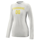 Custom White Light Yellow Women's Long-Sleeve Shirt