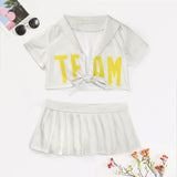 Custom White Light Yellow Cheerleading Uniform Set