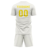 Custom White Light Yellow Soccer Jersey