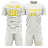 Custom White Light Yellow Soccer Jersey