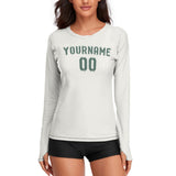Custom White Blue Green Women's Long-Sleeve Shirt