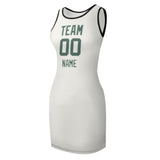 Custom White Blue Green Sleeveless Vest Dress