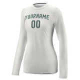 Custom White Blue Green Women's Long-Sleeve Shirt