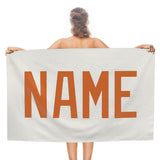 Custom White Orange Beach Towel