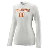 Custom White Orange Women's Long-Sleeve Shirt