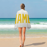 Custom White Gold Beach Towel