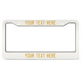 Custom White Yellow License Plate Frame