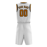 Custom White Yellow Basketball Set
