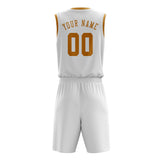 Custom White Yellow Basketball Set