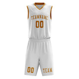 Custom White Yellow Basketball Set