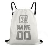 Custom White Gray Drawstring Bag