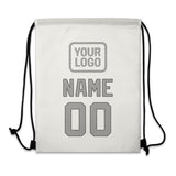 Custom White Gray Drawstring Bag