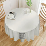 Custom White Gray Round Table Cloth