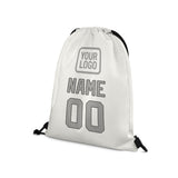 Custom White Gray Drawstring Bag
