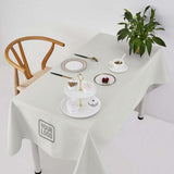 Custom White Dark Grey Square Table Cloth