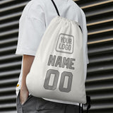 Custom White Gray Drawstring Bag